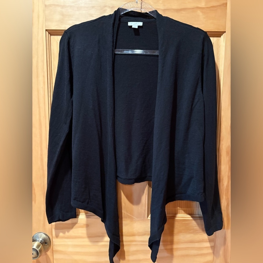 J. Jill cardigan asymmetrical hemline open front women’s Petite M black